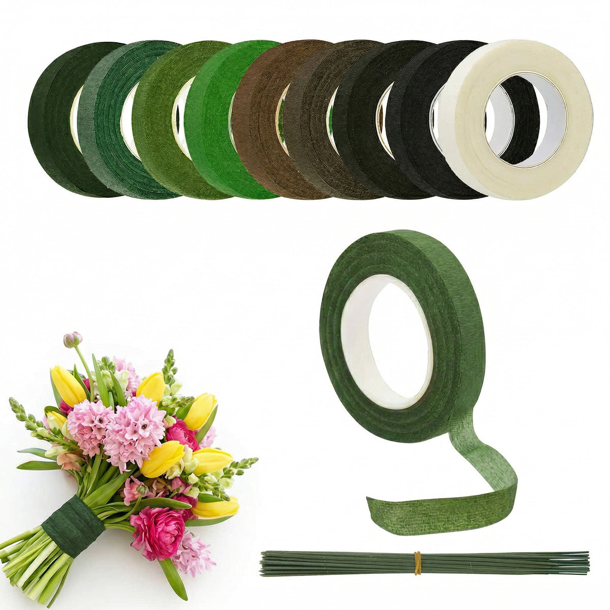 Ensemble de 9 Adhésifs de fleurs et fil floral