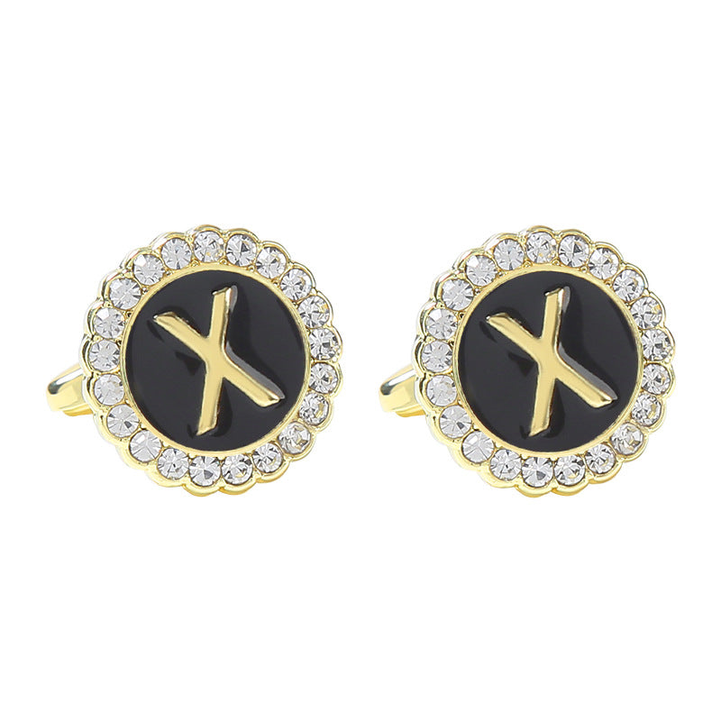 Rond Diamant French Cufflinks 26 lettres pour hommes