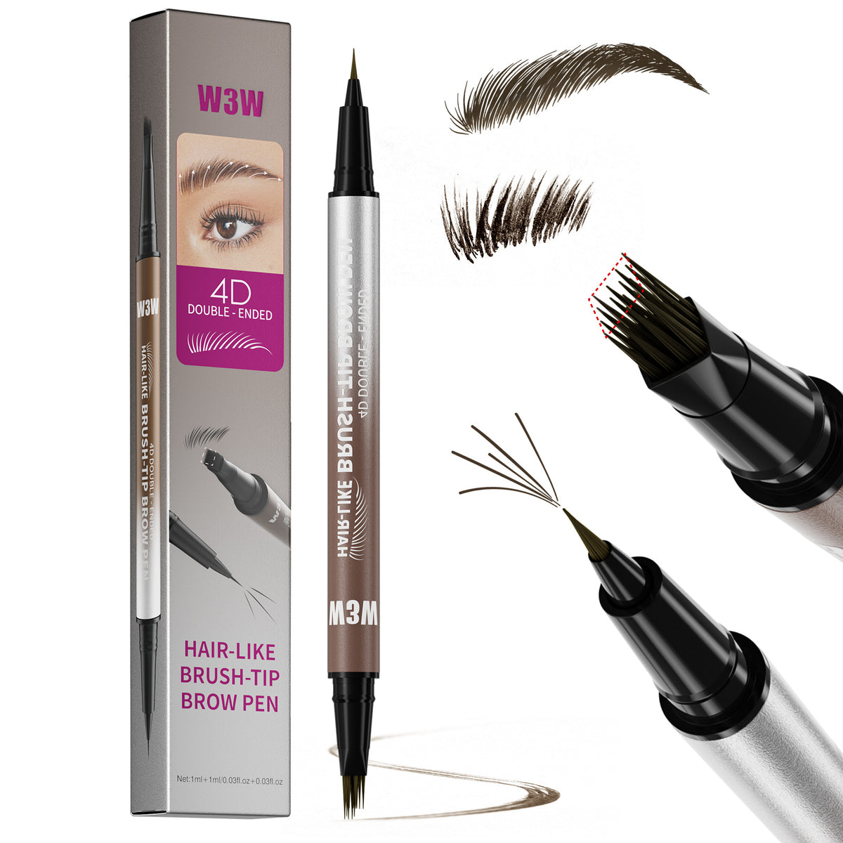 Crayon à sourcils à double extrémité étanche anti-suisse