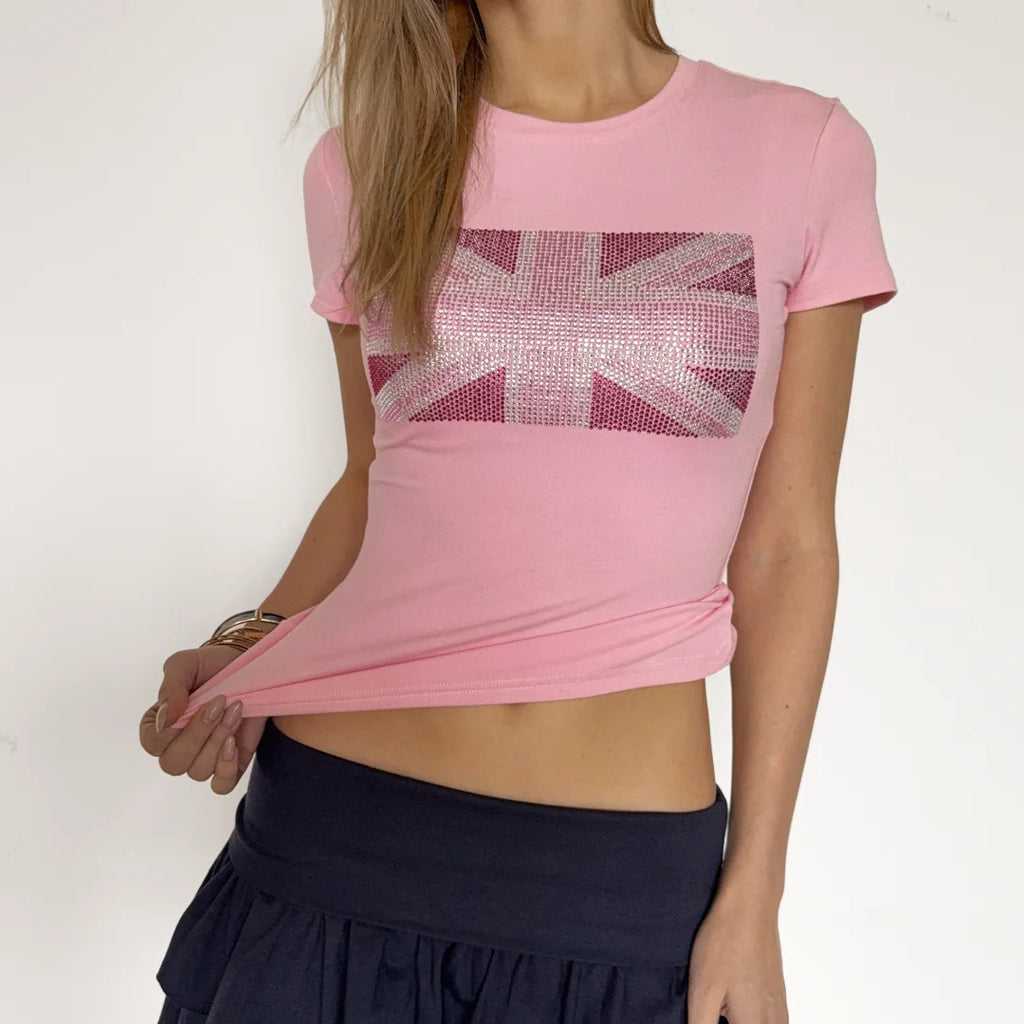 T-shirt à manches courtes Y2K pour femme Slimming American Vintage Style
