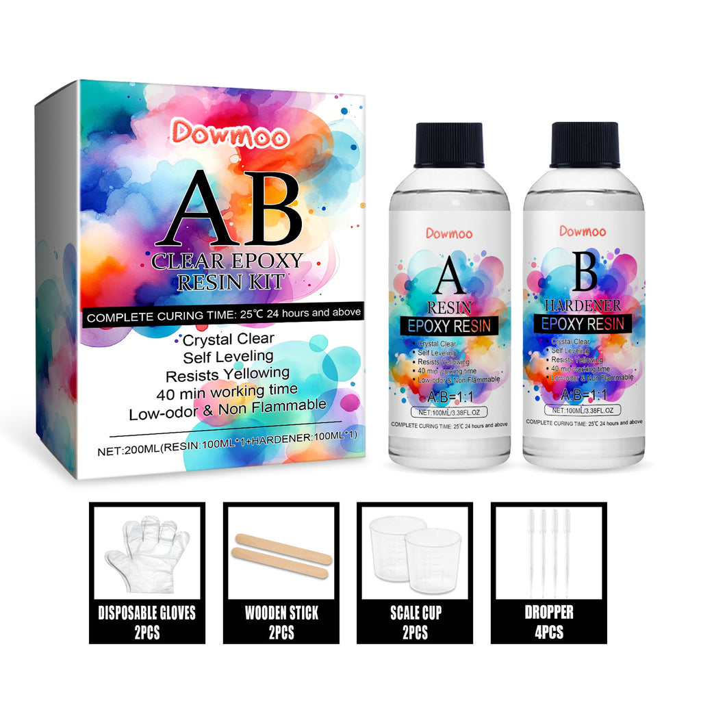 Dowmoodiy Epoxy Resin Art Kit Glue cristal fait main Haute transparence Glue Ab