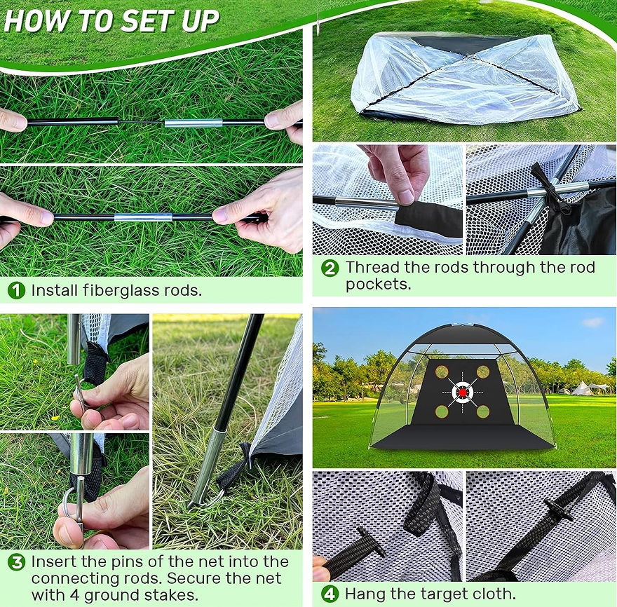 10x7ft Golf pratique Net Hitting Aid entraînement conduite saut à l'intérieur