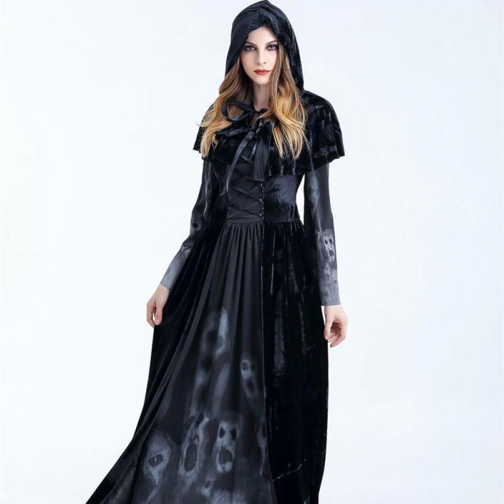 Halloween femmes médiévale gothique sorcière Maléfique Horreur effrayant Cosplay costume Carnaval Par