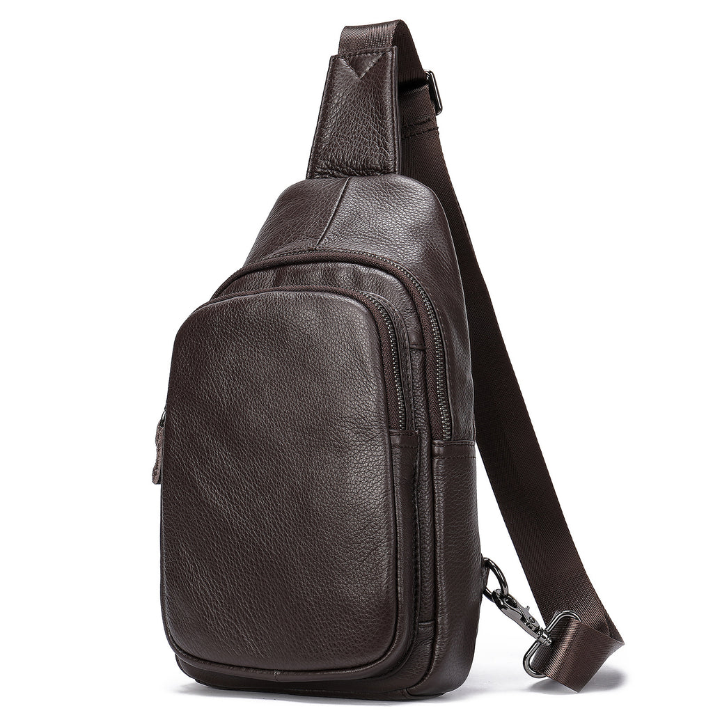 Sac de poitrine en cuir véritable pour homme