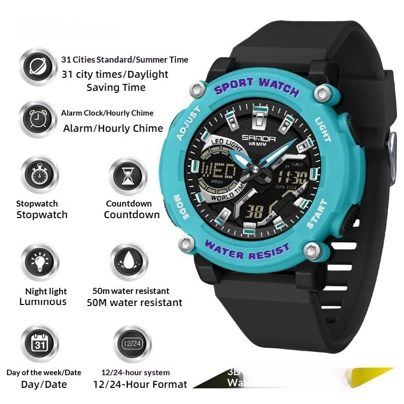 Élèves Dual-display Luminous Chronograph Watch for Hiking