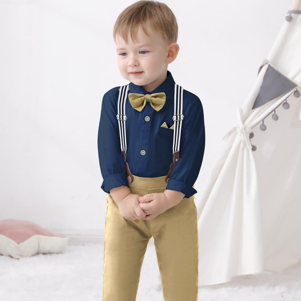 Chemise à manches longues et pantalons longs pour garçons Ensemble de trois pièces