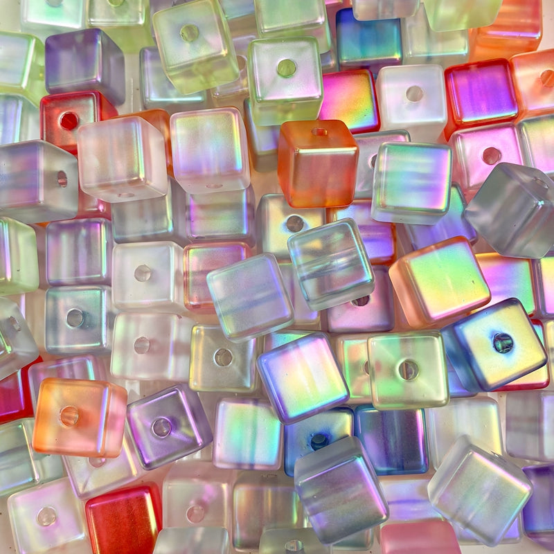 Perles UV plaquées Matte Acrylique Cube