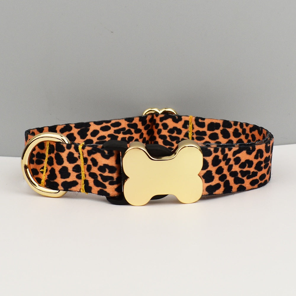 Style ethnique Webbing Bone Buckle imprimé collier pour animaux de compagnie