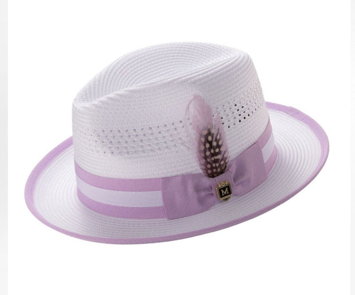 Feather-colored jazz hat for sun protection