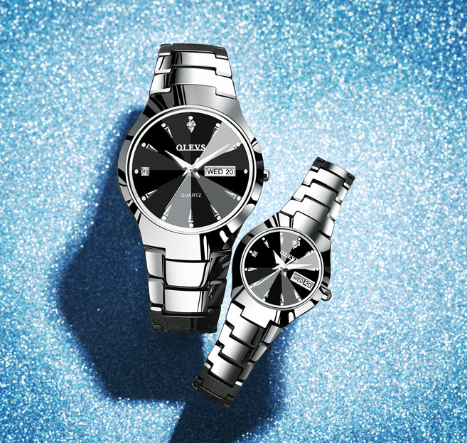 Tungsten acier quartz montre imperméable dames lumineuses