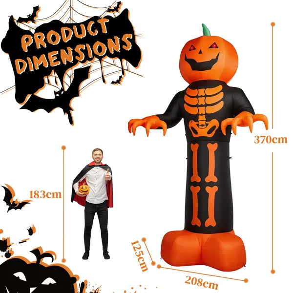 12ft Décor gonflable d'Halloween avec côtes de squelette