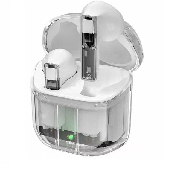 Casque Bluetooth sans fil True sans fil avec boîtier transparent