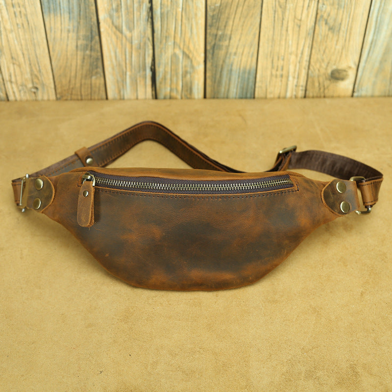 Sac homme Retro Crazy Horse Sac en cuir de poitrine Premier calque
