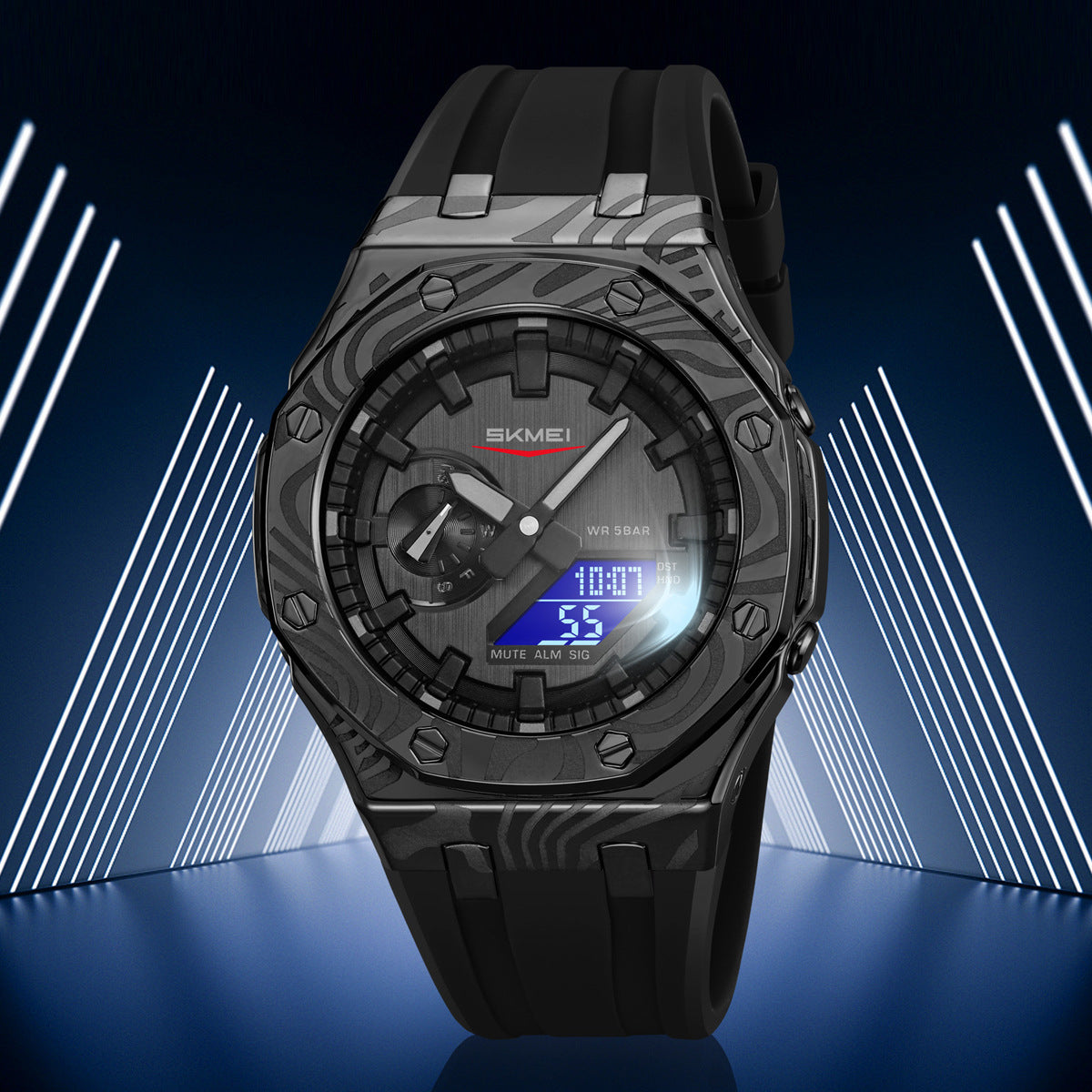 Montre numérique multifonctionnelle étanche pour hommes