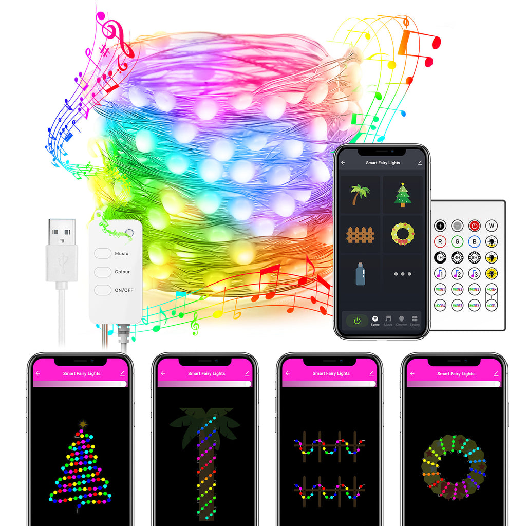 Smart LED String lumières danser avec de la musique Sync Dreamcolor Fairy Lampe Garland pour la maison Chr