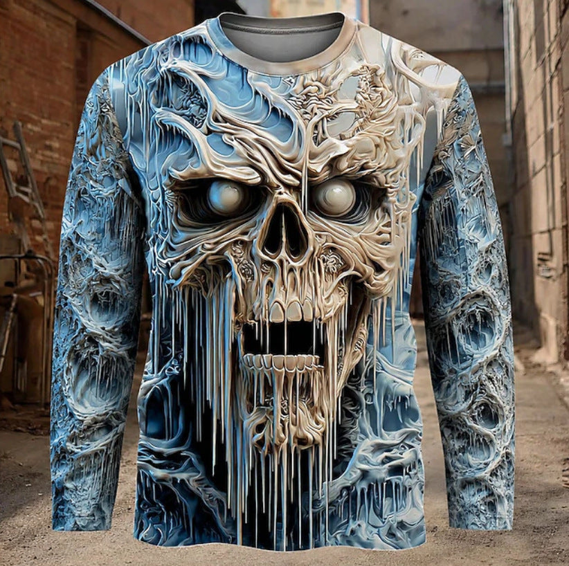 T-shirt imprimé homme manches longues avec un cou d'équipage