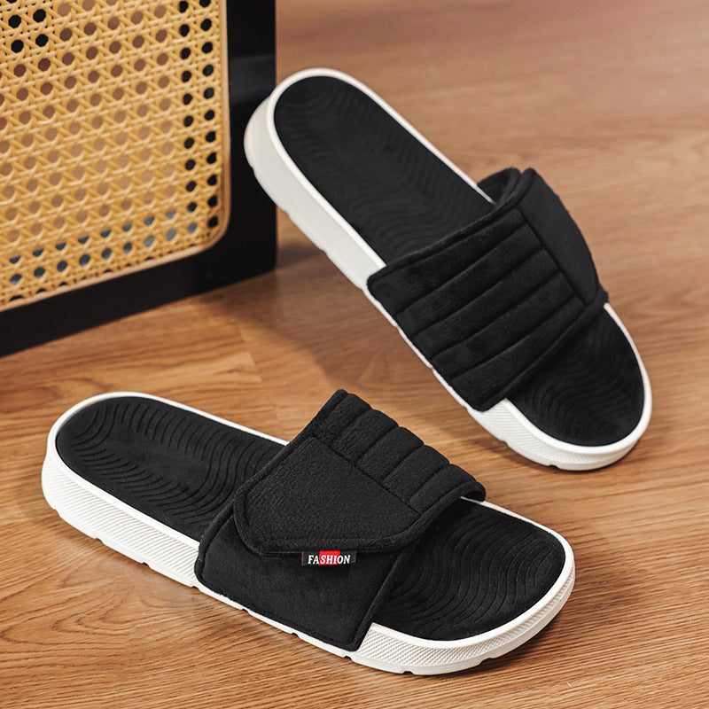 Mens Velcro-Strap réglable confortable Soft-Soled Respirant Slippers