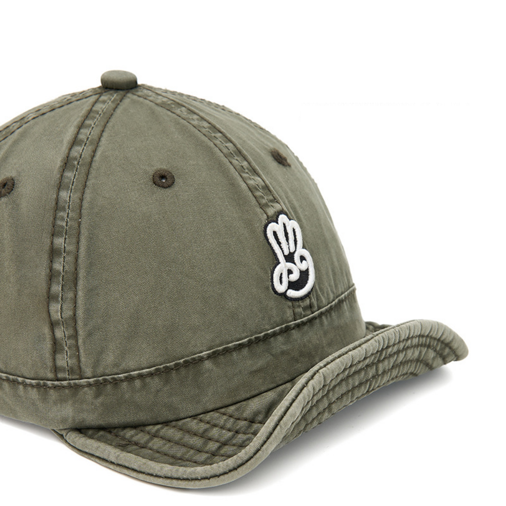 American Retro imprimé à la main lavé Motif de baseball avec brim pliable et sof