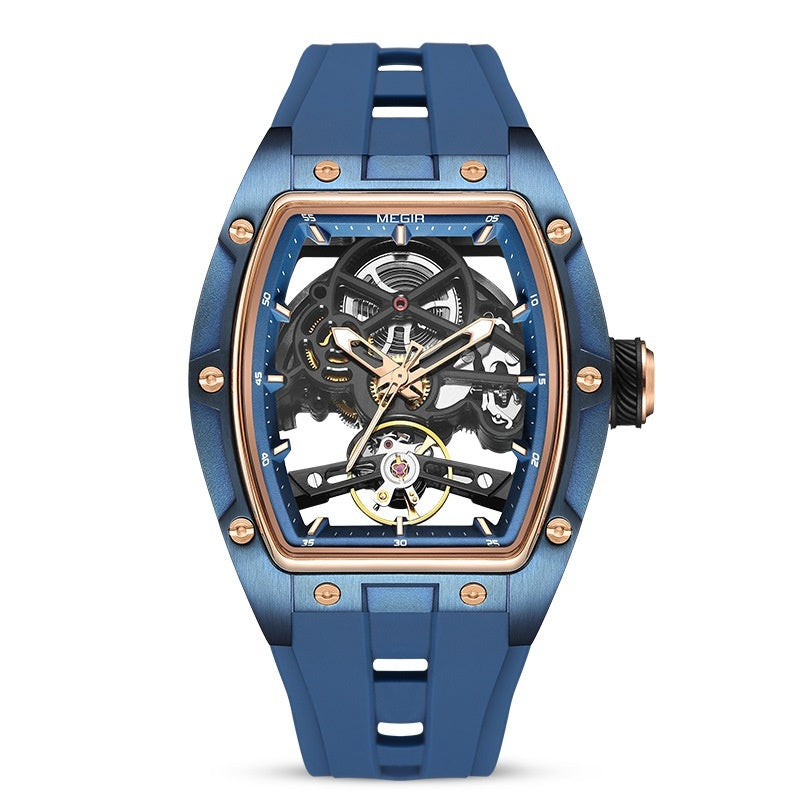 Homme en acier inoxydable Shell automatique Hollow Montre mécanique