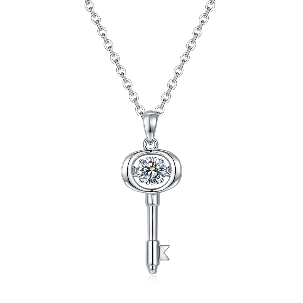 S925 Argent Sterling 0.5ct D Couleur VVS1 Collier de clé de Moissanite 45cm Platine plaqué GRA C