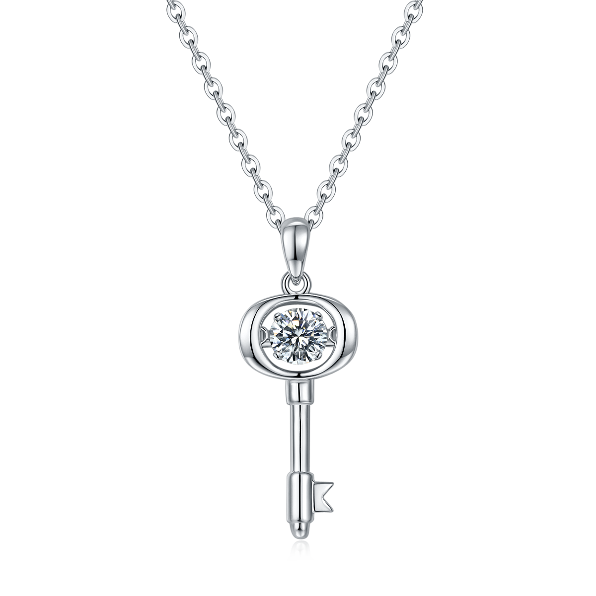 S925 Argent Sterling 0.5ct D Couleur VVS1 Collier de clé de Moissanite 45cm Platine plaqué GRA C