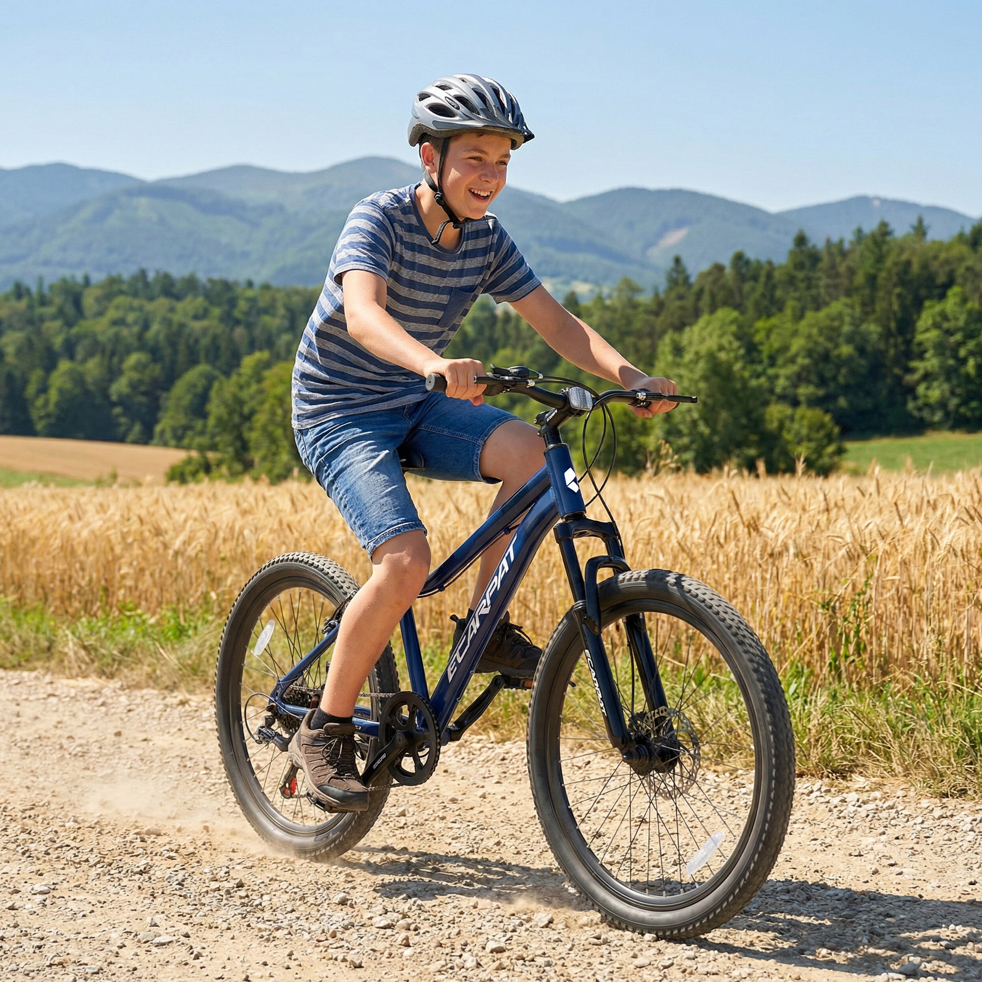 Vélo de montagne jeune 24 pouces avec 7 vitesses et suspension avant Cadre en acier durable