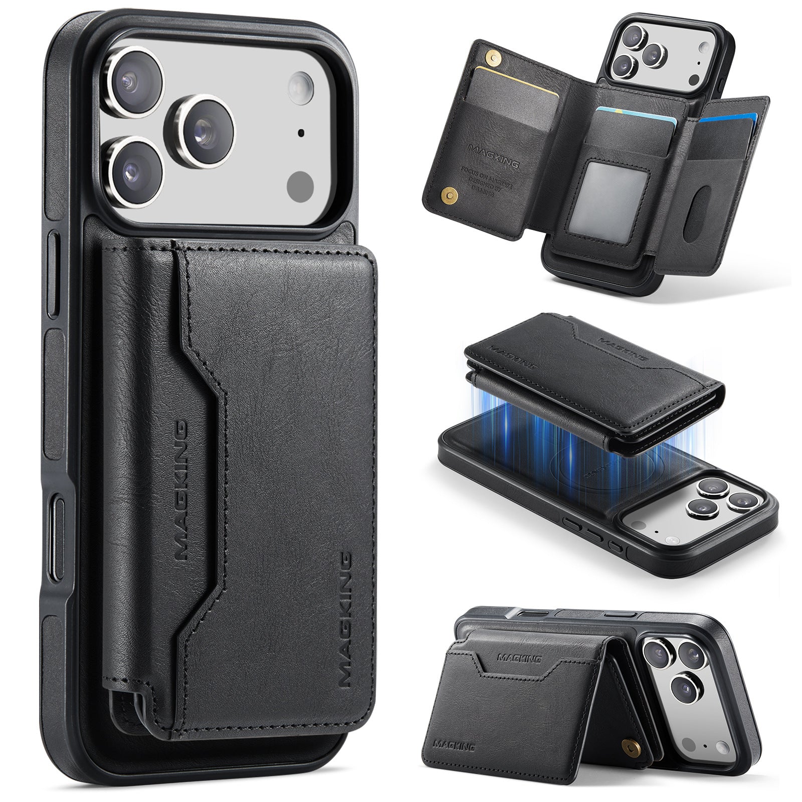 Housse de protection en cuir pour téléphone sans fil magnétique