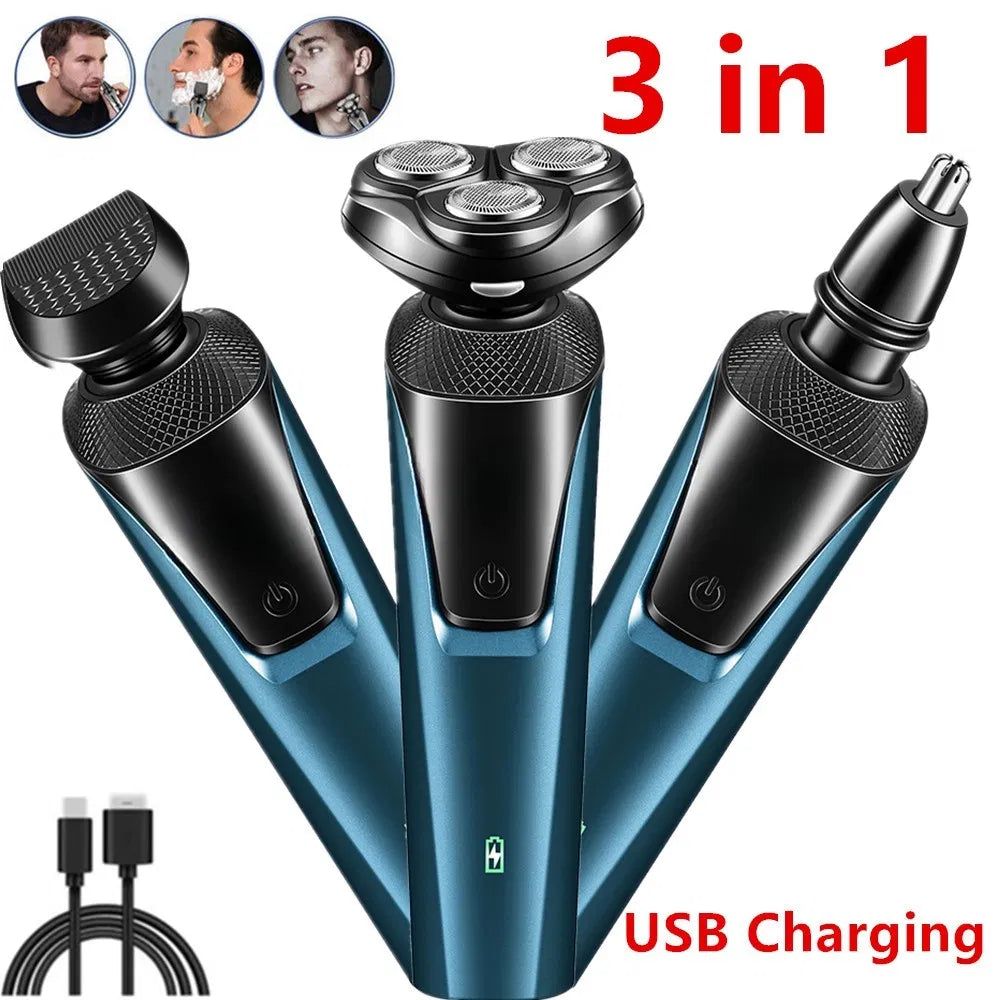 Rasoir Électrique Hommes Razor Rotary Imperméable à l'eau Pop-Up Trimmer humide sans fil sec
