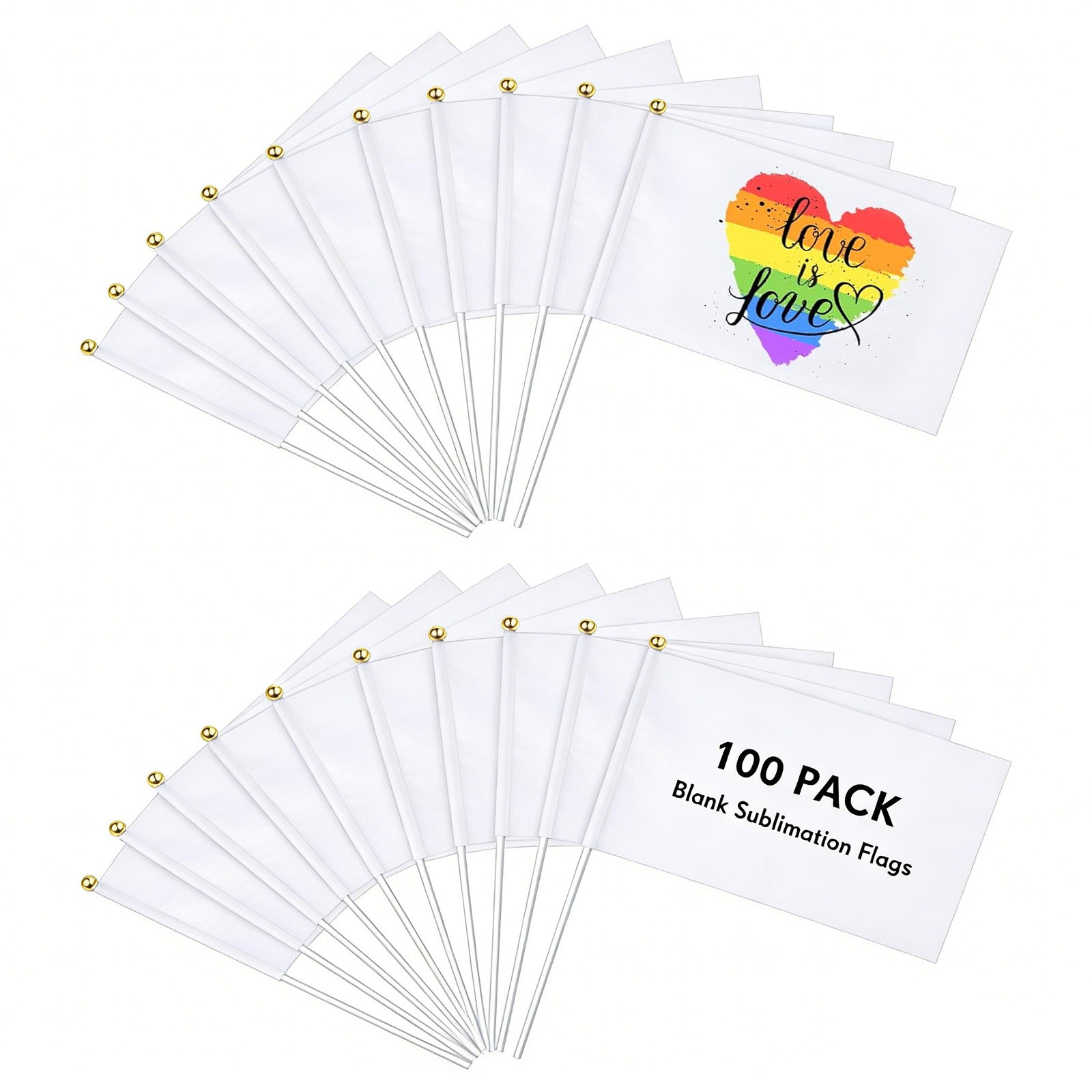 Décorations de soirée et accessoires - 100 pennants blancs purs avec bâtonnets (14x21 cm) - Versati