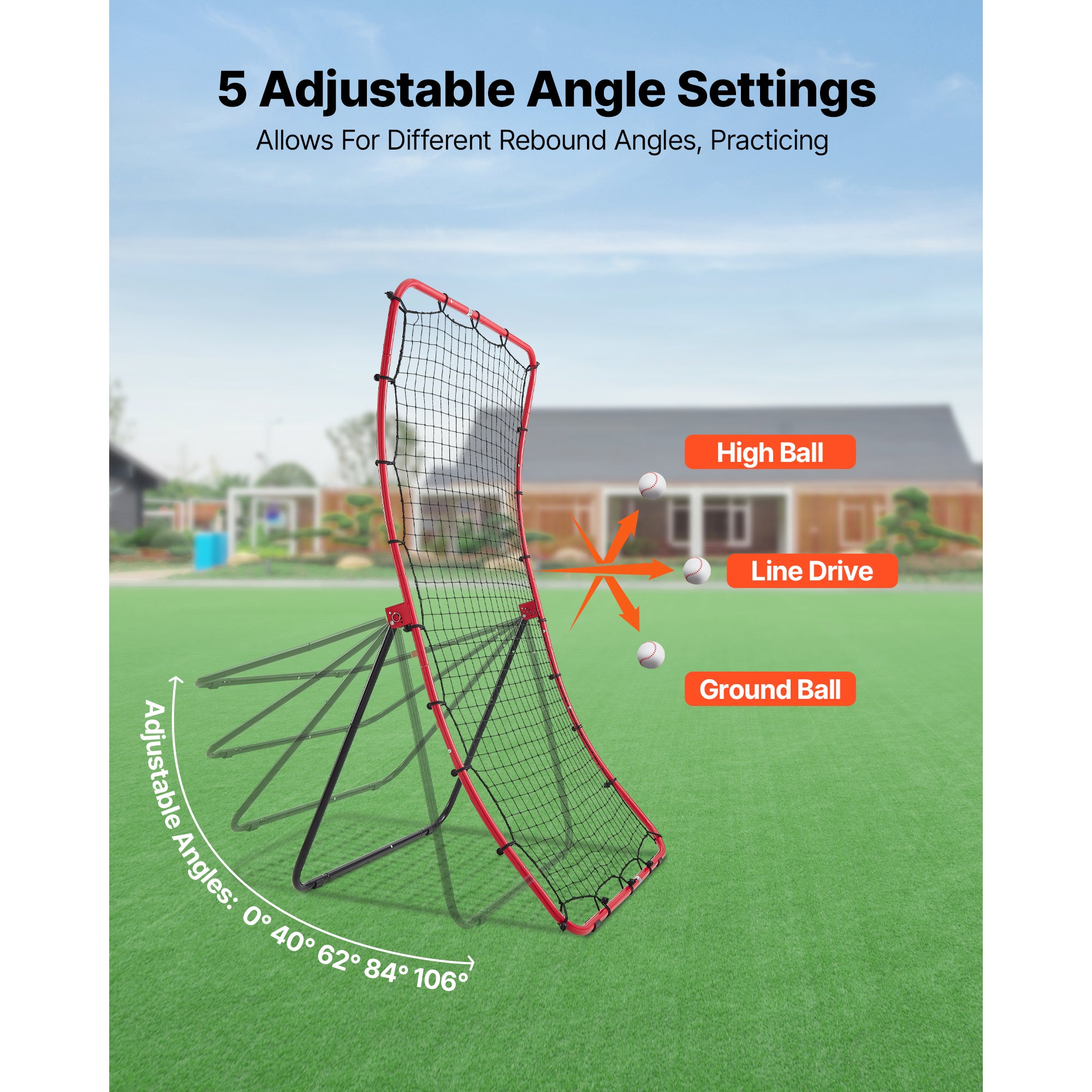 Baseball Softball Rebonder Net 4 X 5,5 Ft Pitch Back Trainer