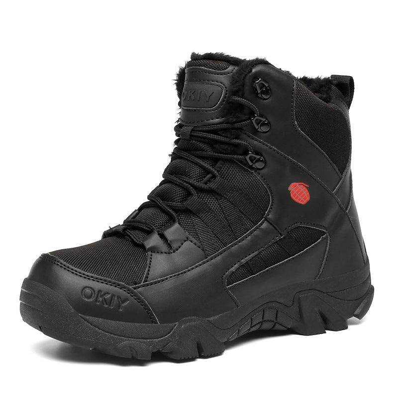 Exportation d'hommes Camping d'hiver Combat militaire bordé de polaire neige chaude Bottes d'escalade extérieure