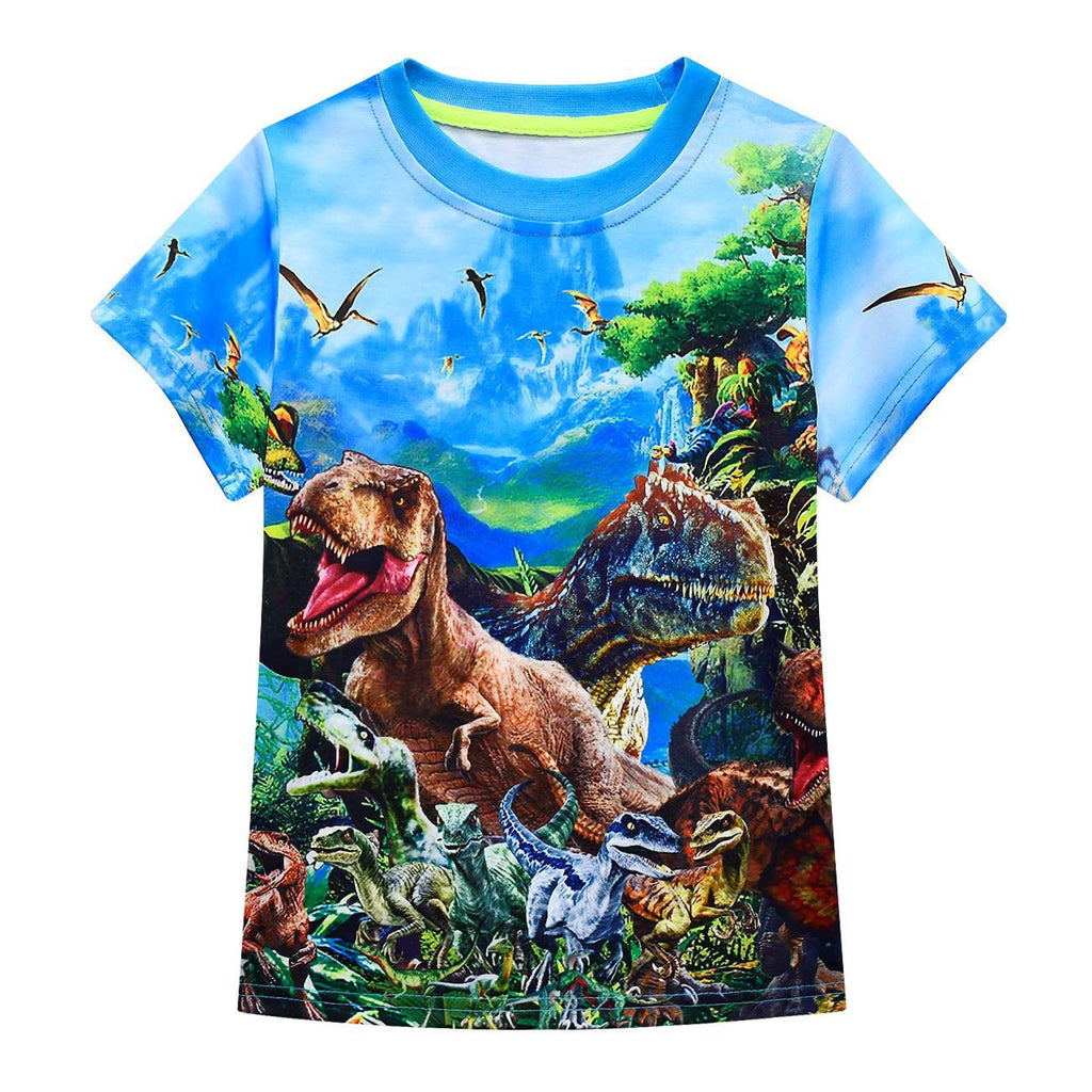 Enfants et adolescents Dinosaure World Cartoon Boy T-shirt manches courtes
