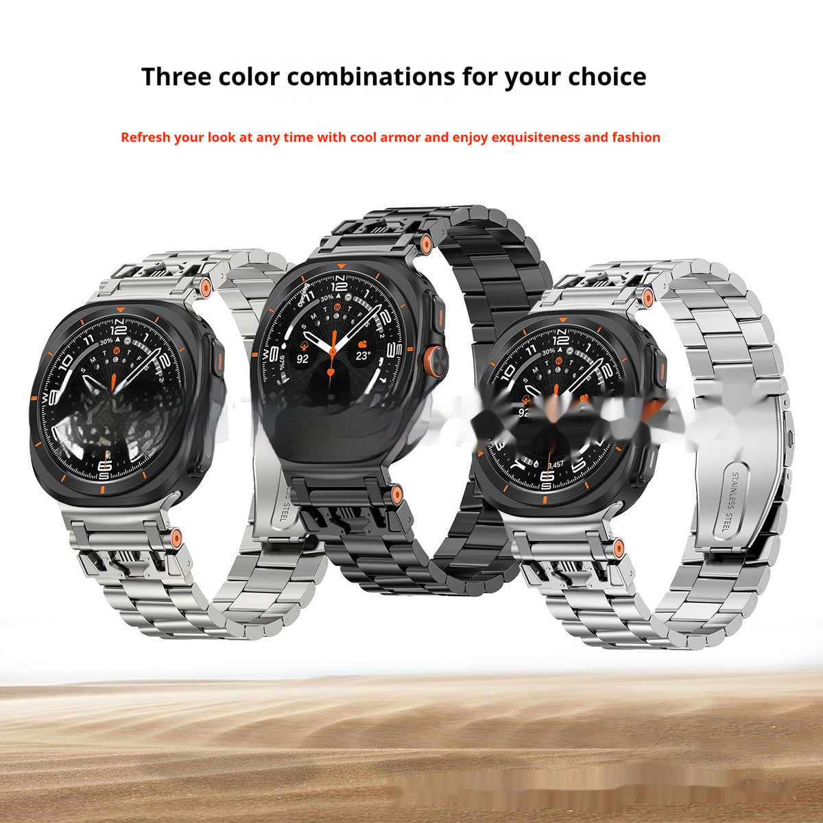 Convient pour trois bandes en acier Armor Bracelet en métal