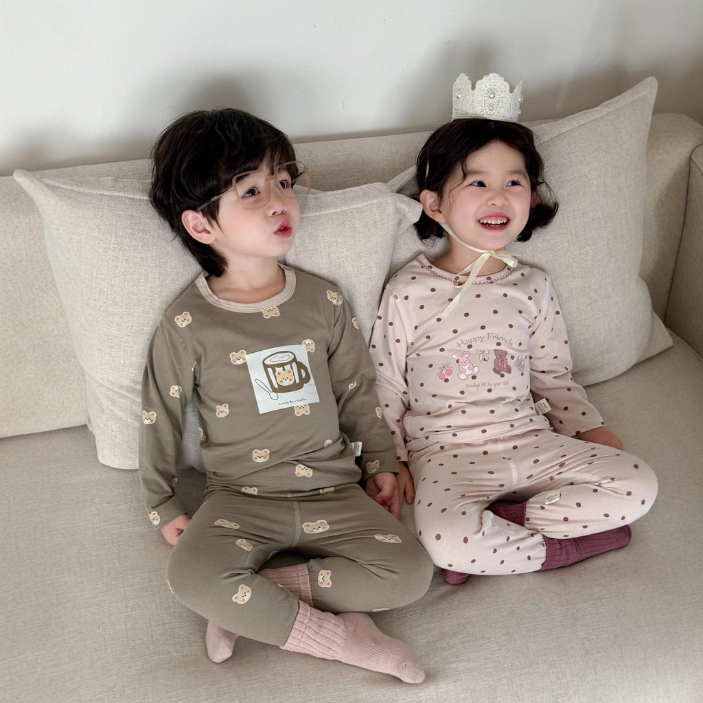 Ensemble de sous-vêtements thermiques en coton pur sans os pour garçons et filles
