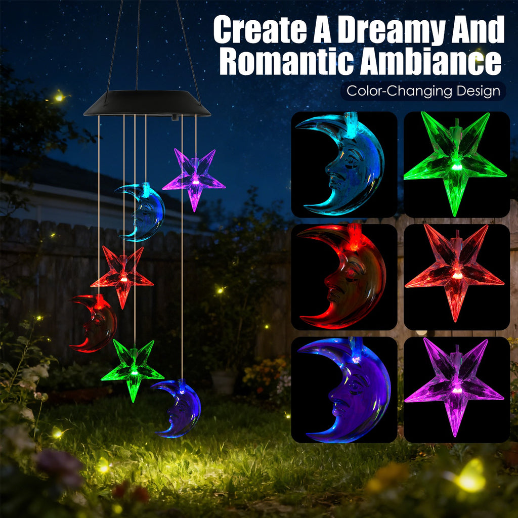 1Pc 2Pc Quantité Options Solaire Lune et Étoile Vent Chime 7 Couleur Changement de vent Chime pour Ou