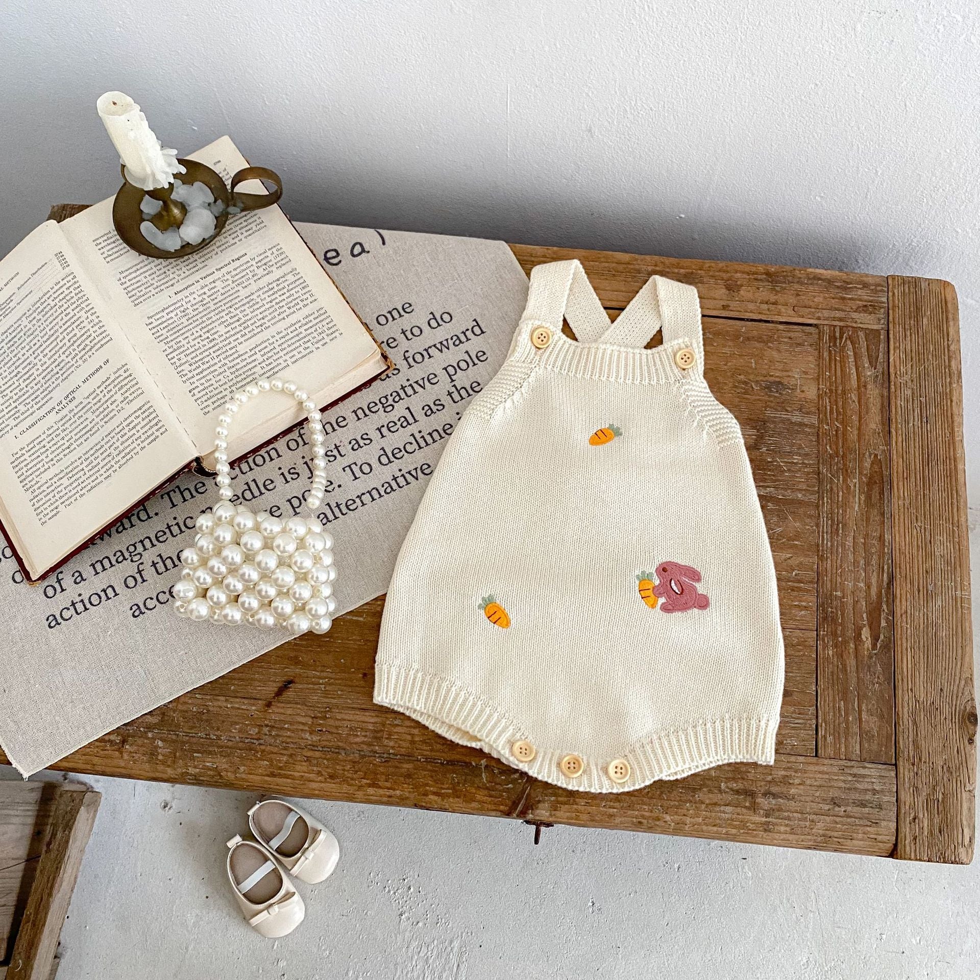 Autumn bébé lapin broderie Radish Veste tricotée