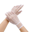 Lace-cutout gloves - white pair-1