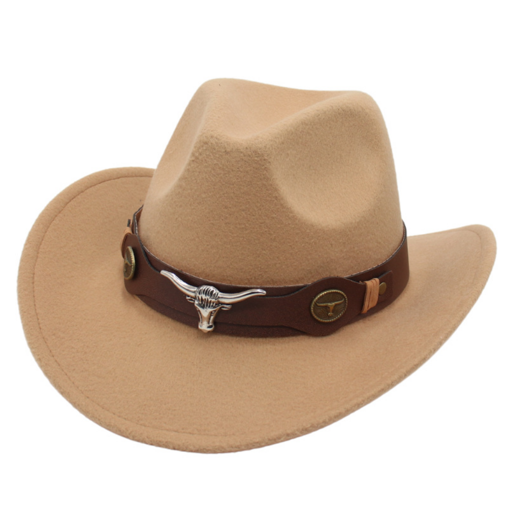 National Style Taureau Tête Décoration Western Cowboy Hat Retro ceinture mode Boucle large