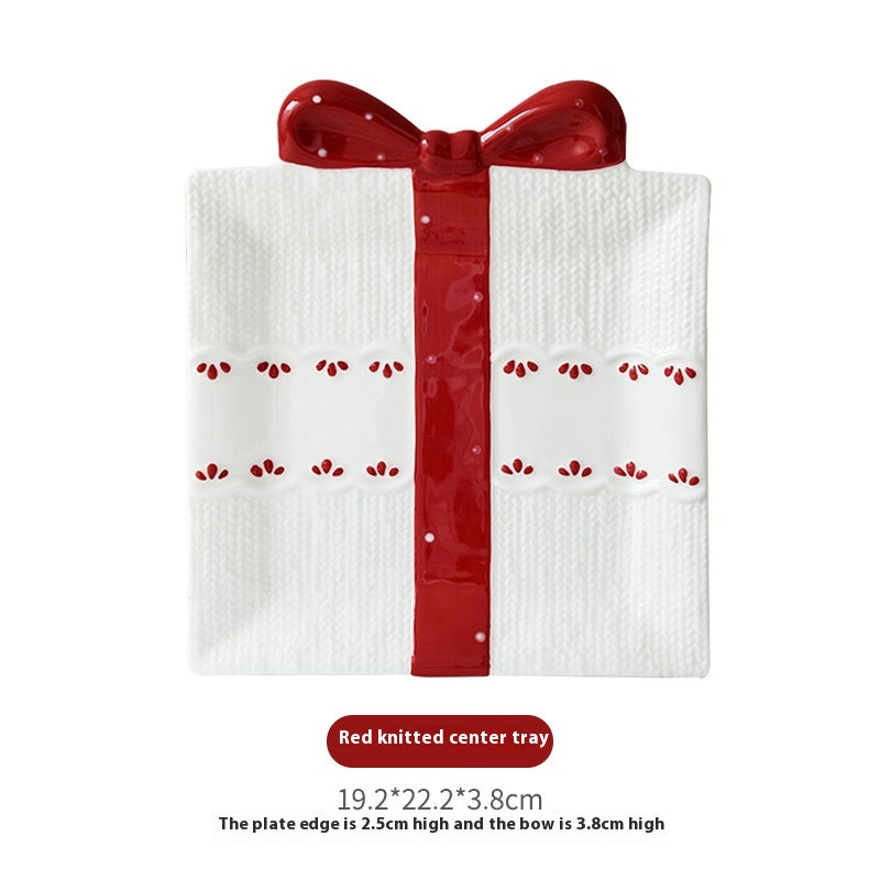 Assiette cadeau exquise Bowknot Candy Square Assiette Après-midi Fête Mariage Multifonctionnel