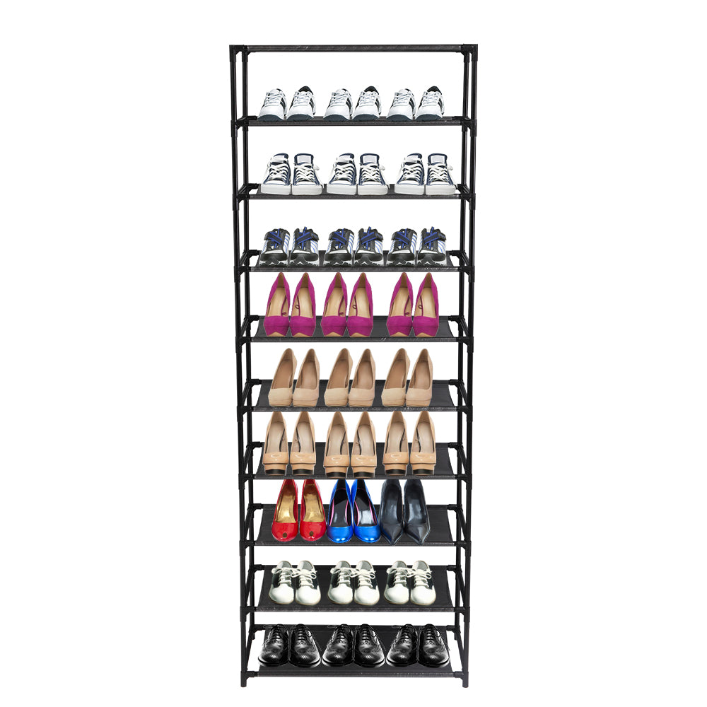 Étagère de rangement pliable 10 niveaux Étagère organisateur pliable longue étagère pour chaussures