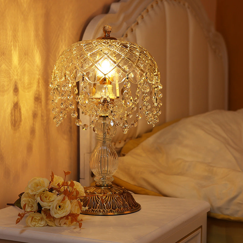 Lampe de table en verre pendentif en cristal de style français