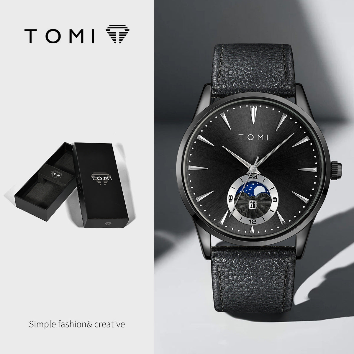 Montre ronde tendance de style coréen pour les hommes et les femmes