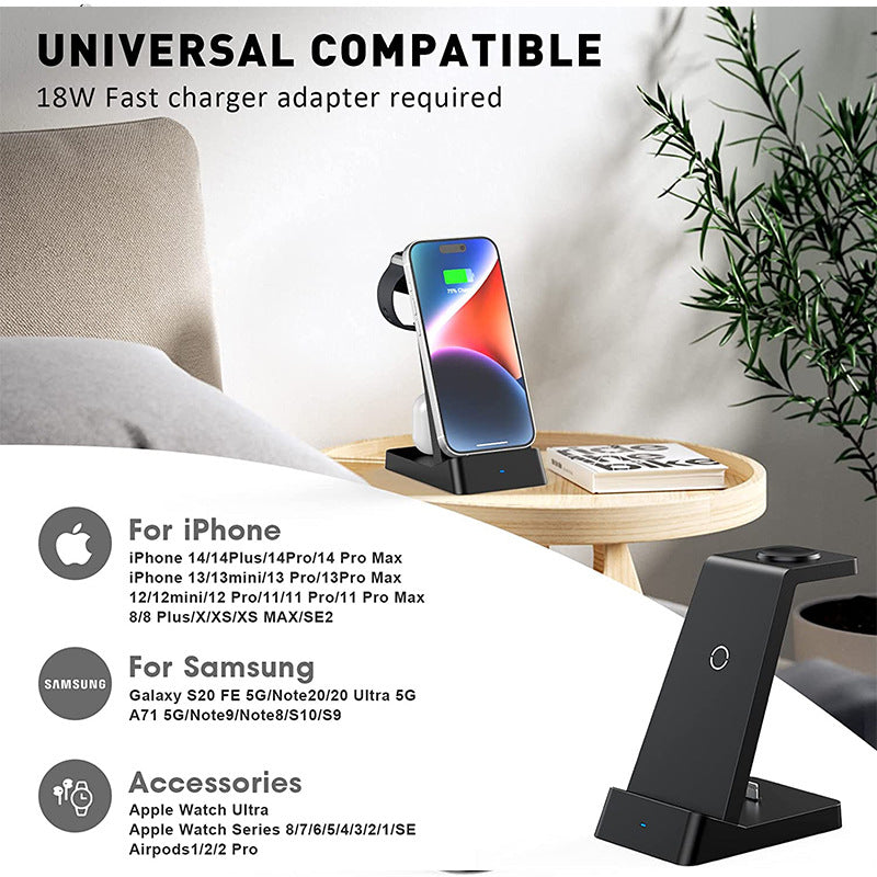 Chargeur sans fil Chargeur de bureau 3 en 1 18W