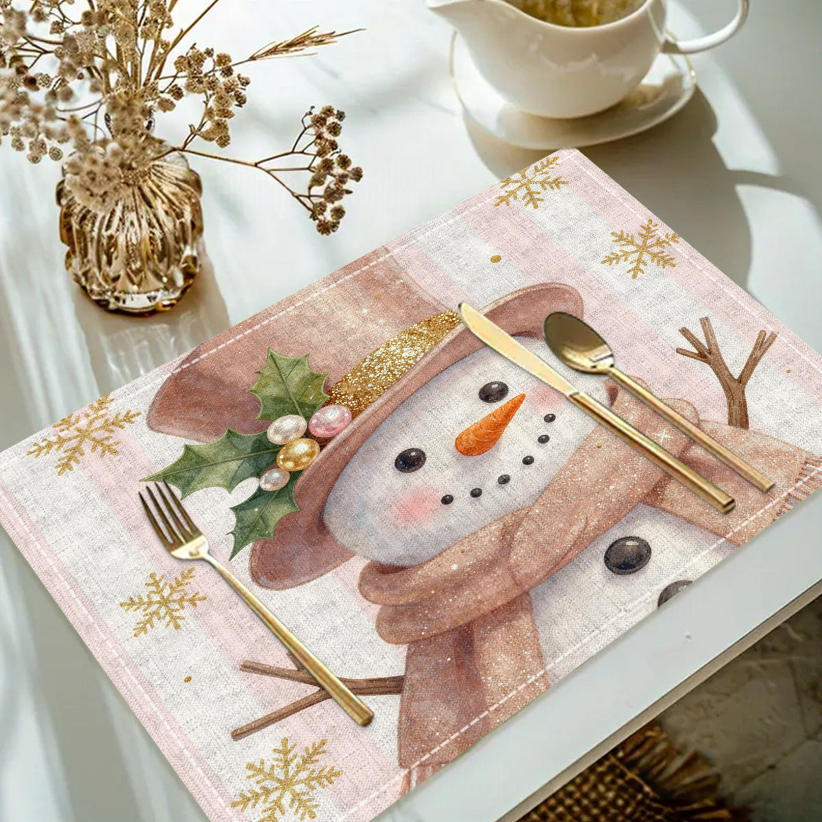 Table de table de Noël imprimée en lin