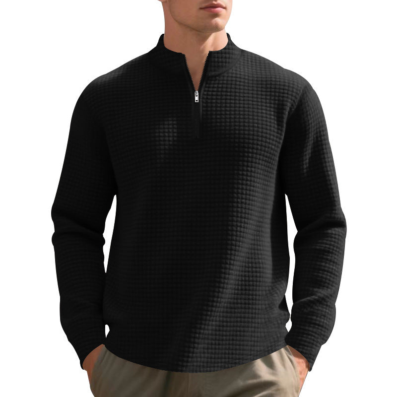 European And American Fashion Half Zipper Small Square Sweepshirt Hommes Printemps Et Automne