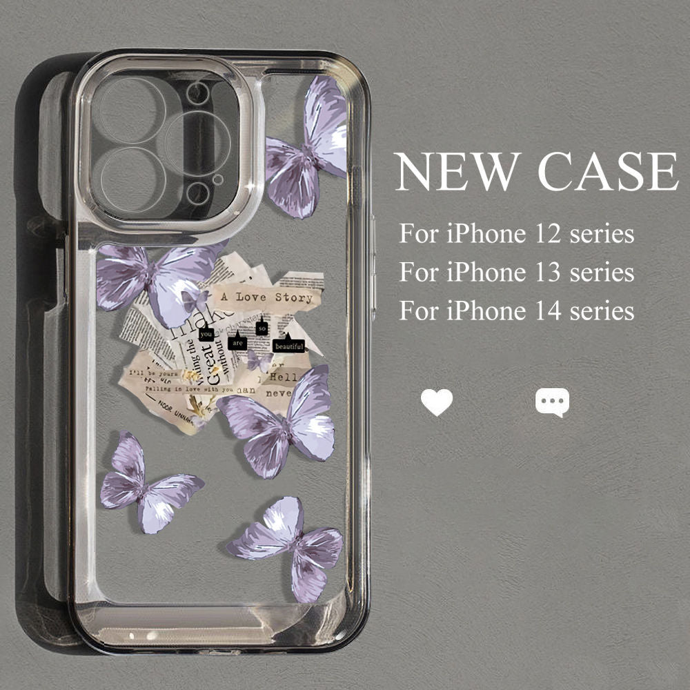 Ins Style Purple Butterfly boîtier de téléphone en silicone