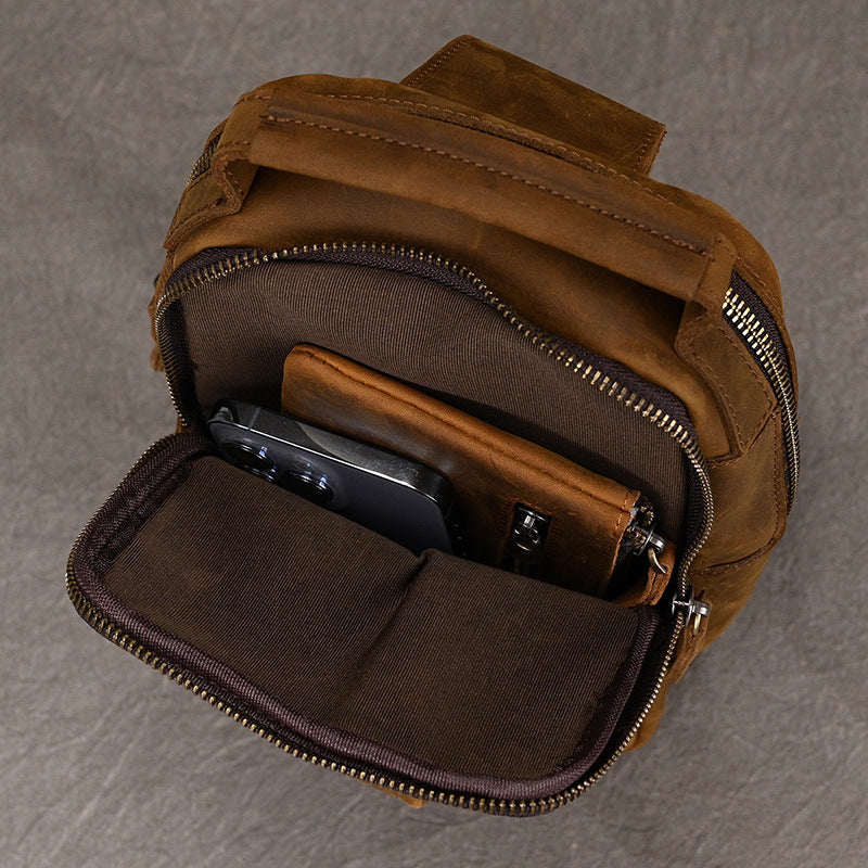 Sac d'épaule en cuir de vache pour homme