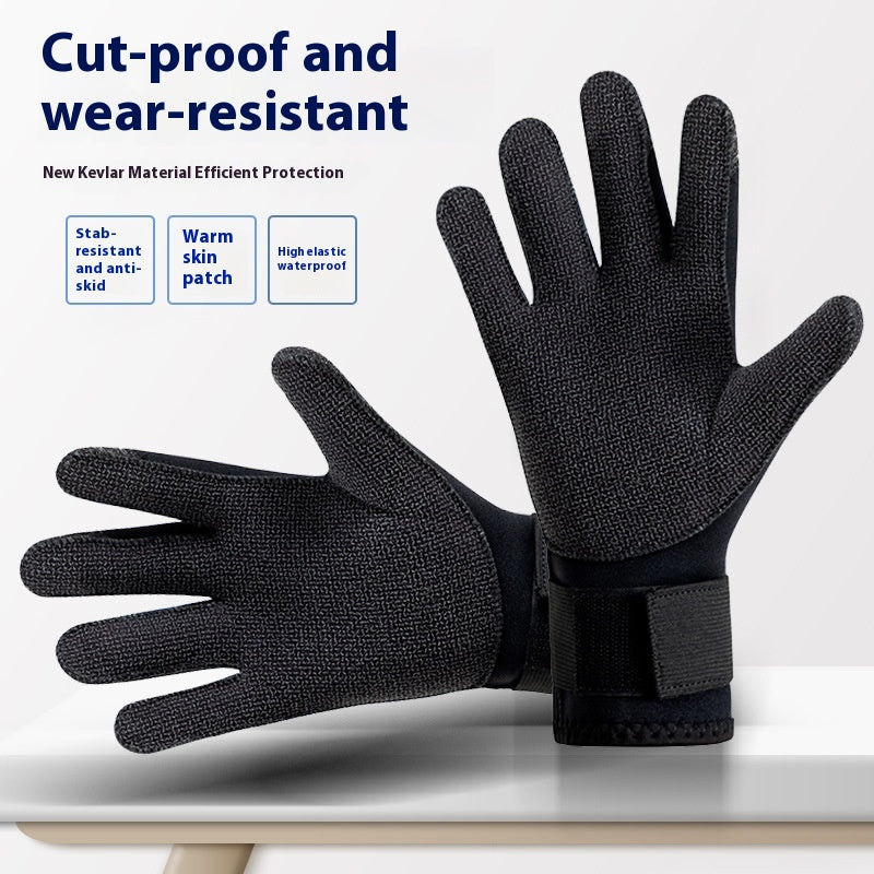 35MM Plongée Mittens résistant à l'usure Kevlar Titanium Revêtement eau chaude antidérapante résistant au froid