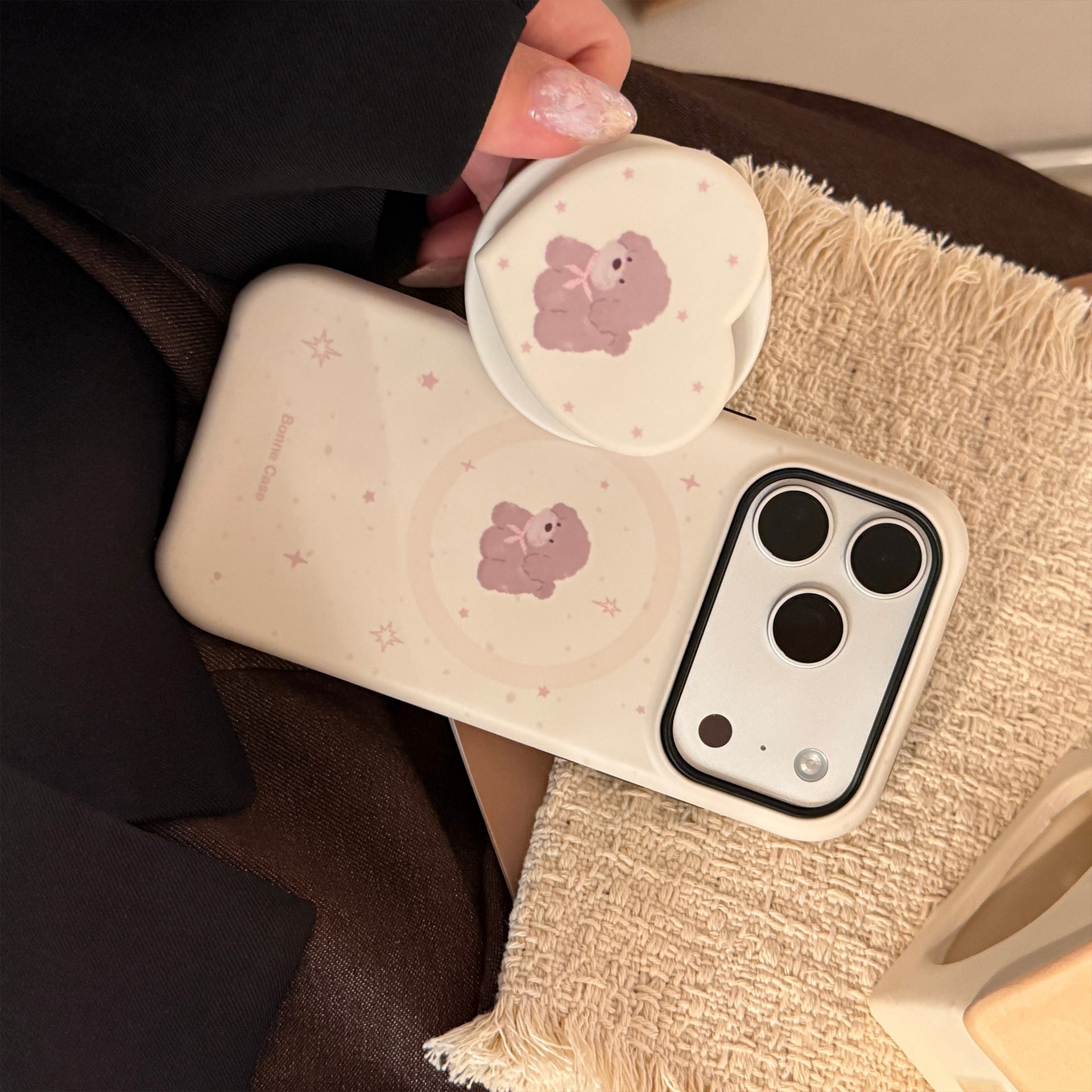 Buttercream Teddy Magnetic Bracket Phone Case Film