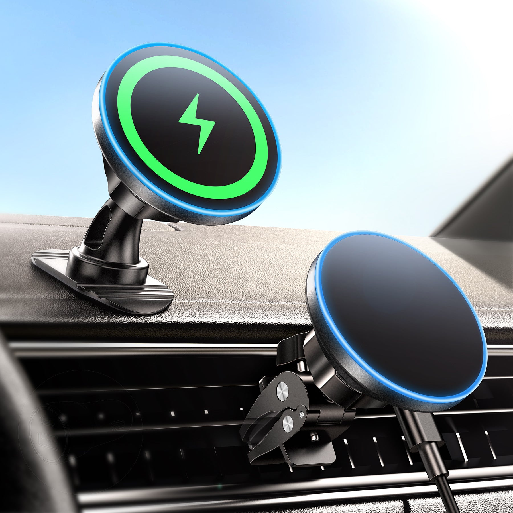 15W Magnetic Mobile Phone Wireless Fast Charge Car Navigation Holder